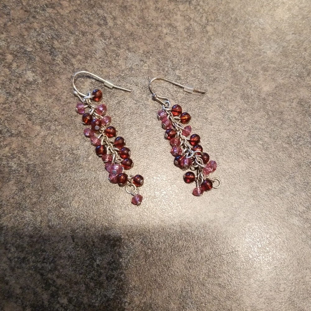 Pink and red stone earrings